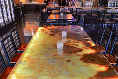 Marbled counter for restaurant by Paramount Construction and Contracting